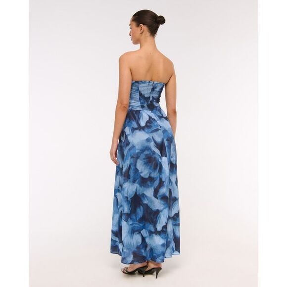 Abercrombie and Fitch Blue Pattern Strapless Hardware Cutout Maxi Dress XL - Picture 11 of 12